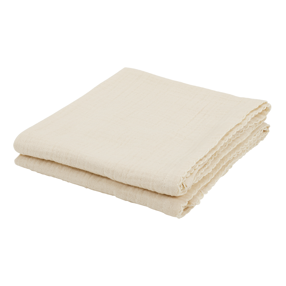 Kas Kopenhagen Musselintücher 2er-Set 'Kai' 65 x 65 cm Cream