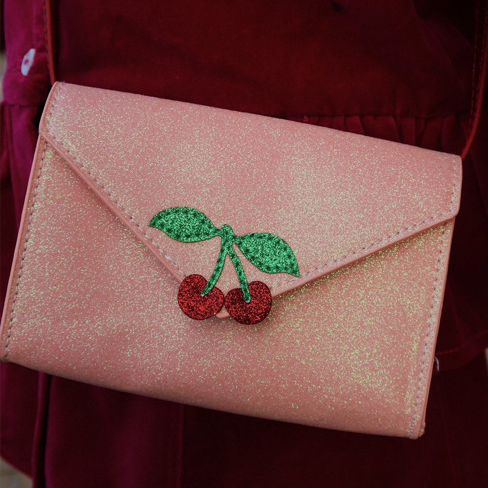 Portefeuille Konges Sløjd « Love Letter » rose pailleté