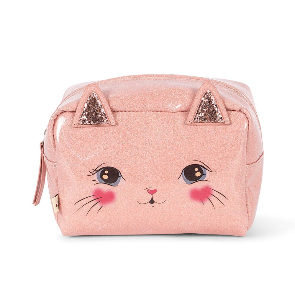 Konges Sløjd Necessaire 'Cat Pouch' Cerise Glitter Pink