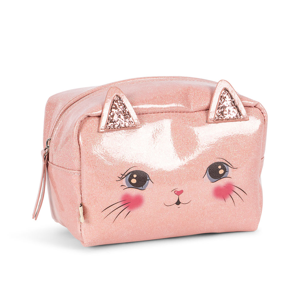 Konges Sløjd Necessaire 'Cat Pouch' Cerise Glitter Pink