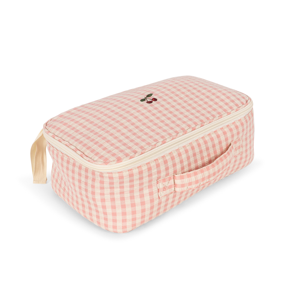 Konges Sløjd Poupée avec de nombreux accessoires "Baby Doll Nursery Suitcase" Rose à carreaux