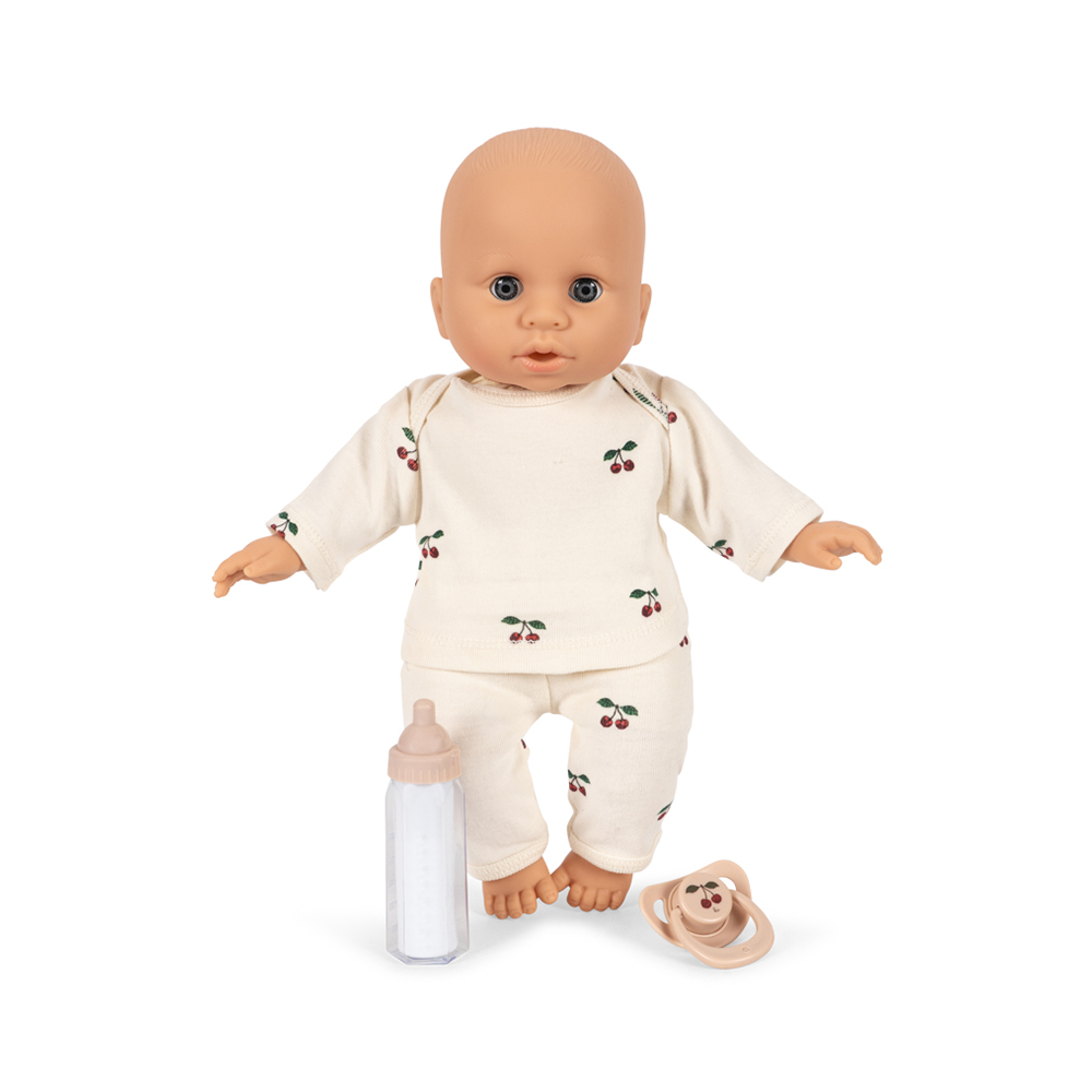 Konges Sløjd Poupée avec de nombreux accessoires "Baby Doll Nursery Suitcase" Rose à carreaux