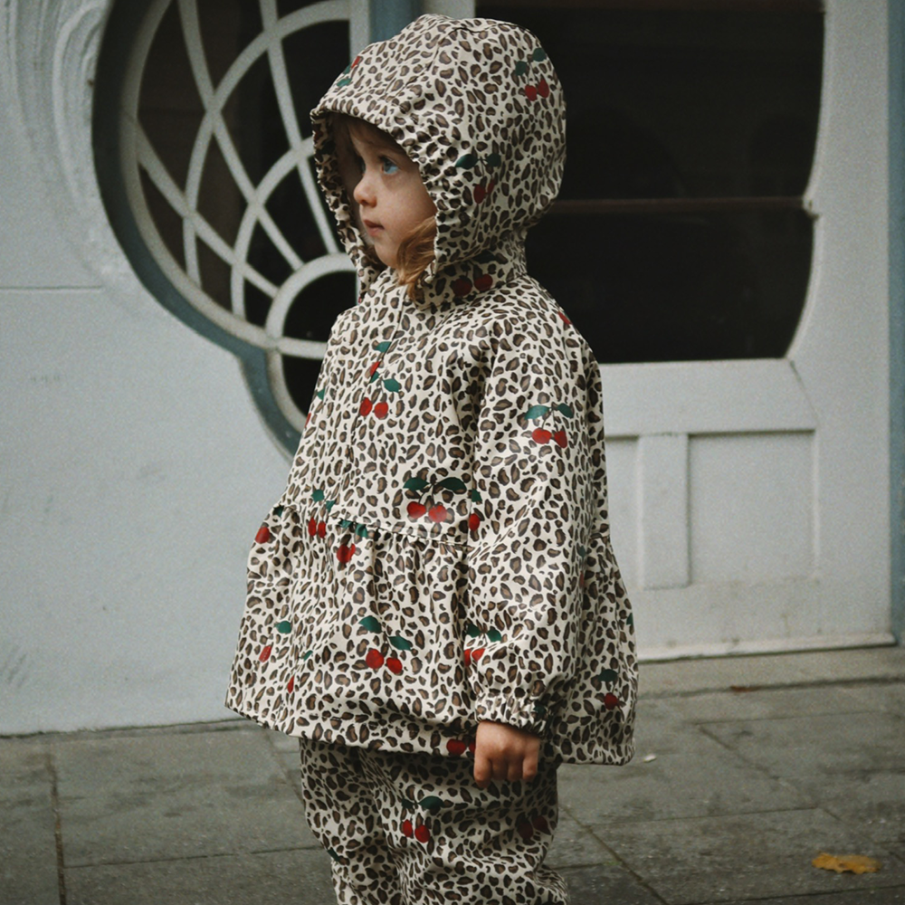 Konges Sløjd  Gefüttertes Regenjacke/-hose Set 'Rainy Palme Girl'  Leo Cerise