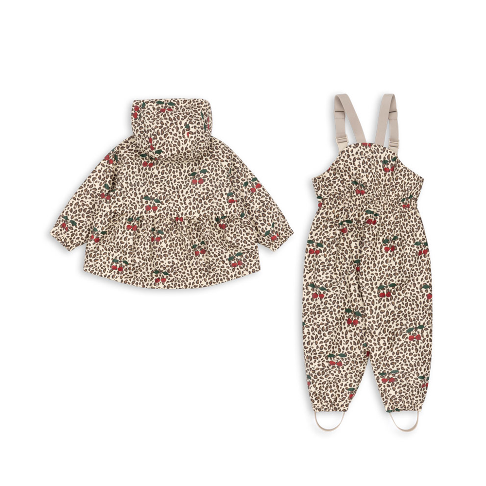 Konges Sløjd  Gefüttertes Regenjacke/-hose Set 'Rainy Palme Girl'  Leo Cerise