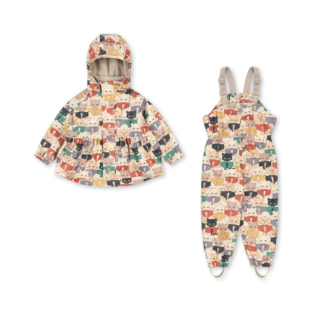 Konges Sløjd Lined Rain Jacket/Pants Set 'Rainy Palme Girl' Like Cats and Dogs