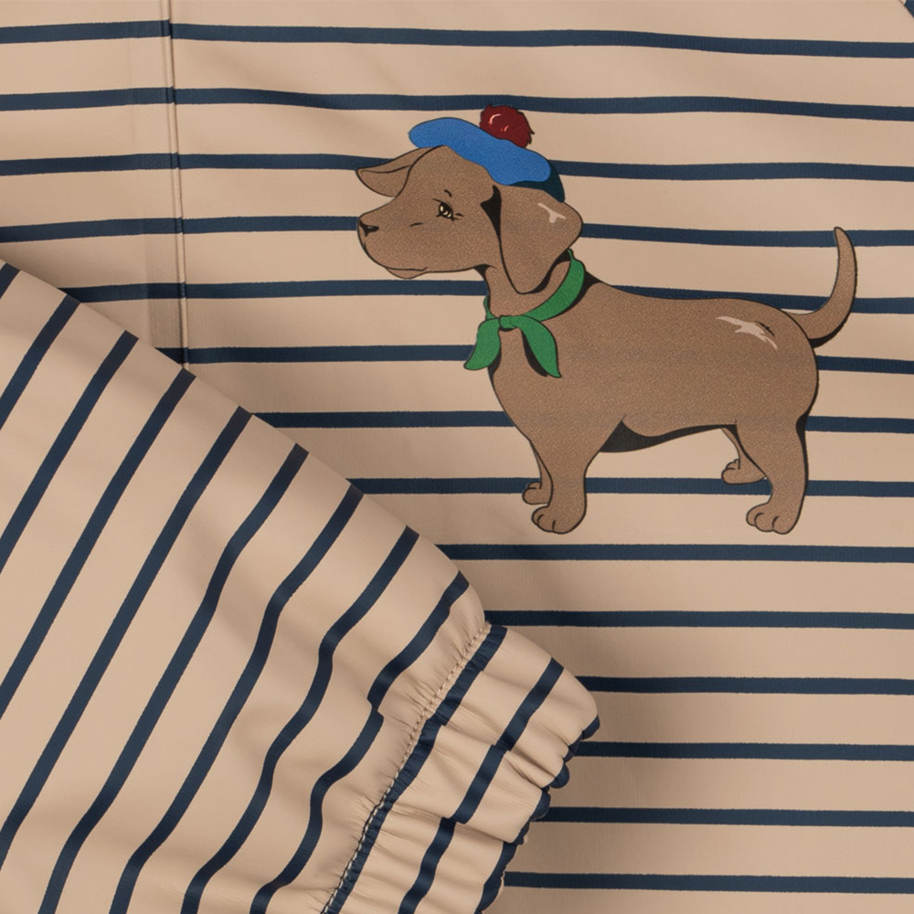 Konges Sløjd  Gefüttertes Regenjacke/-hose Set 'Rainy Palme Dog' Stripe La Mer