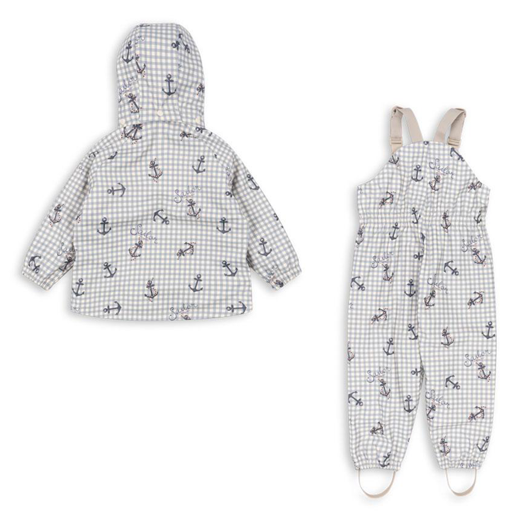 Konges Sløjd  Gefüttertes Regenjacke/-hose Set 'Rainy Palme'  Sailor Check