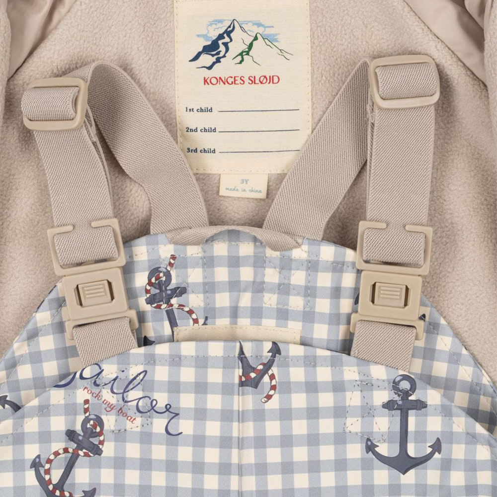 Konges Sløjd  Gefüttertes Regenjacke/-hose Set 'Rainy Palme'  Sailor Check