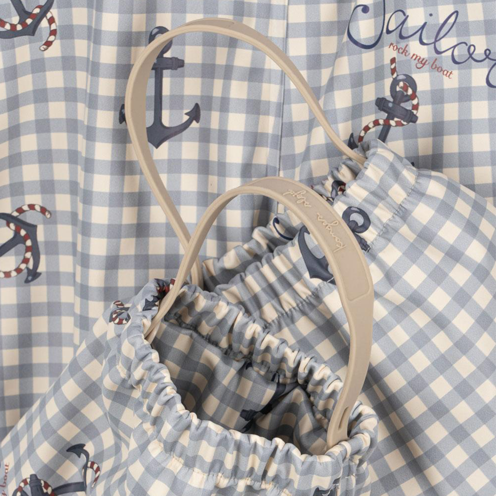 Konges Sløjd  Gefüttertes Regenjacke/-hose Set 'Rainy Palme'  Sailor Check