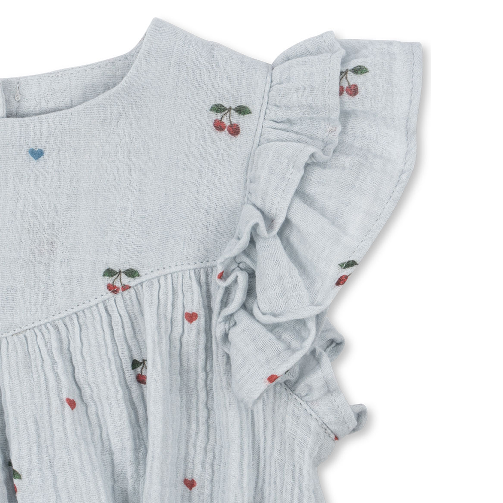 Konges Sløjd Musselin Strampler 'Coco' Cherry Blue Coeur