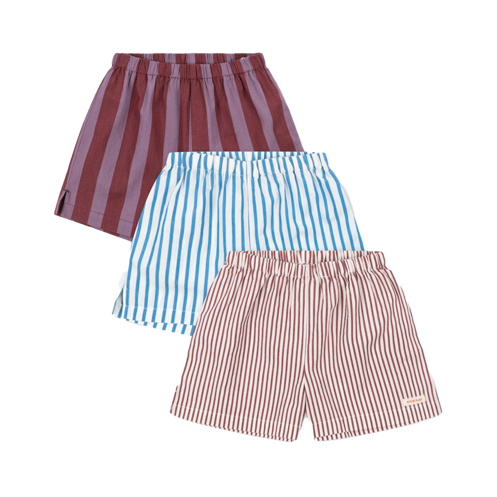 Konges Sløjd Shorts aus Baumwolle 3er-Set 'Azur' Butter Multi Stripe