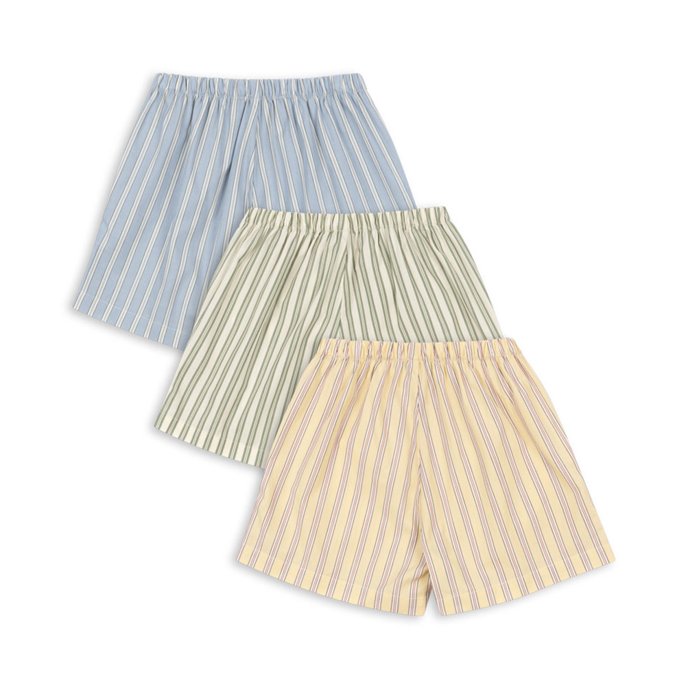 Konges Sløjd Cotton Shorts 3-Pack 'Azur' Soleil/Bleu/Basil Stripe