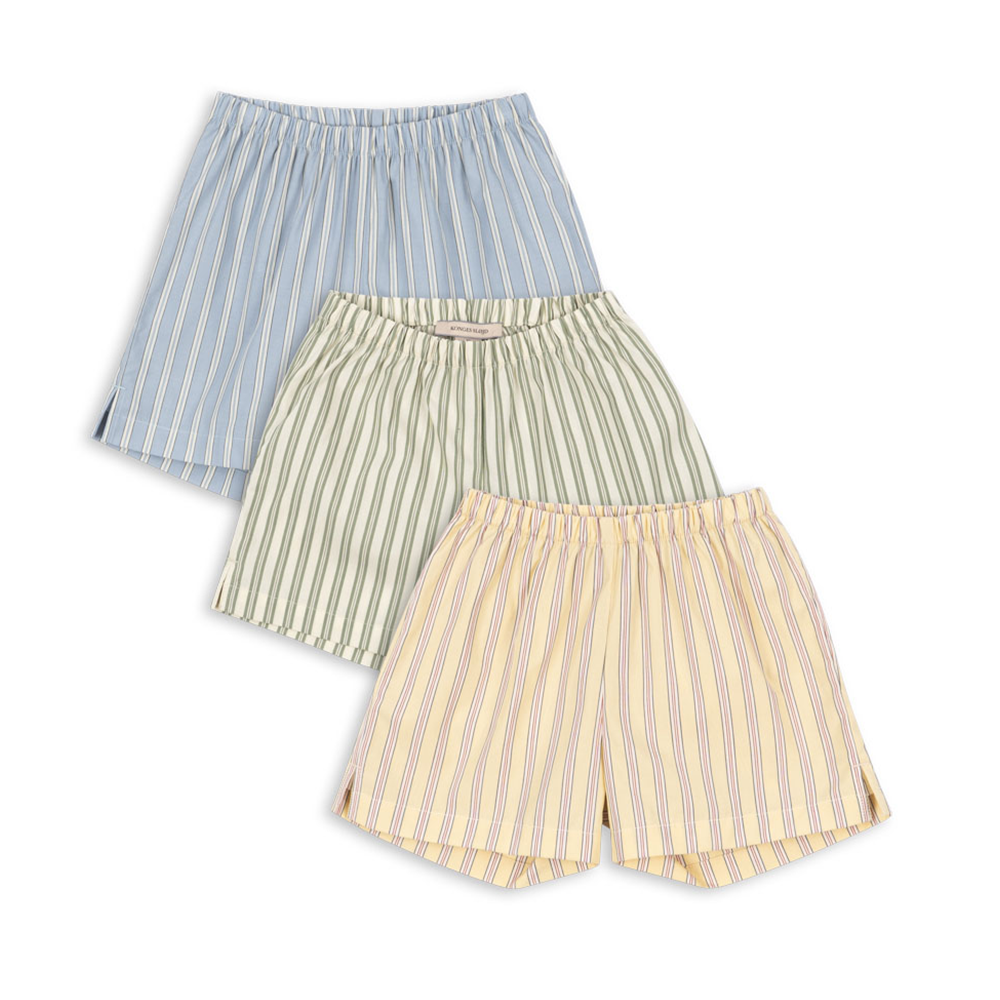 Konges Sløjd Cotton Shorts 3-Pack 'Azur' Soleil/Bleu/Basil Stripe