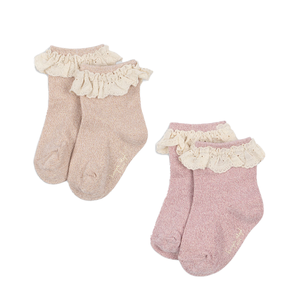 Konges Sløjd Rüschen Socken 2er Pack 'Glitter' Rosette