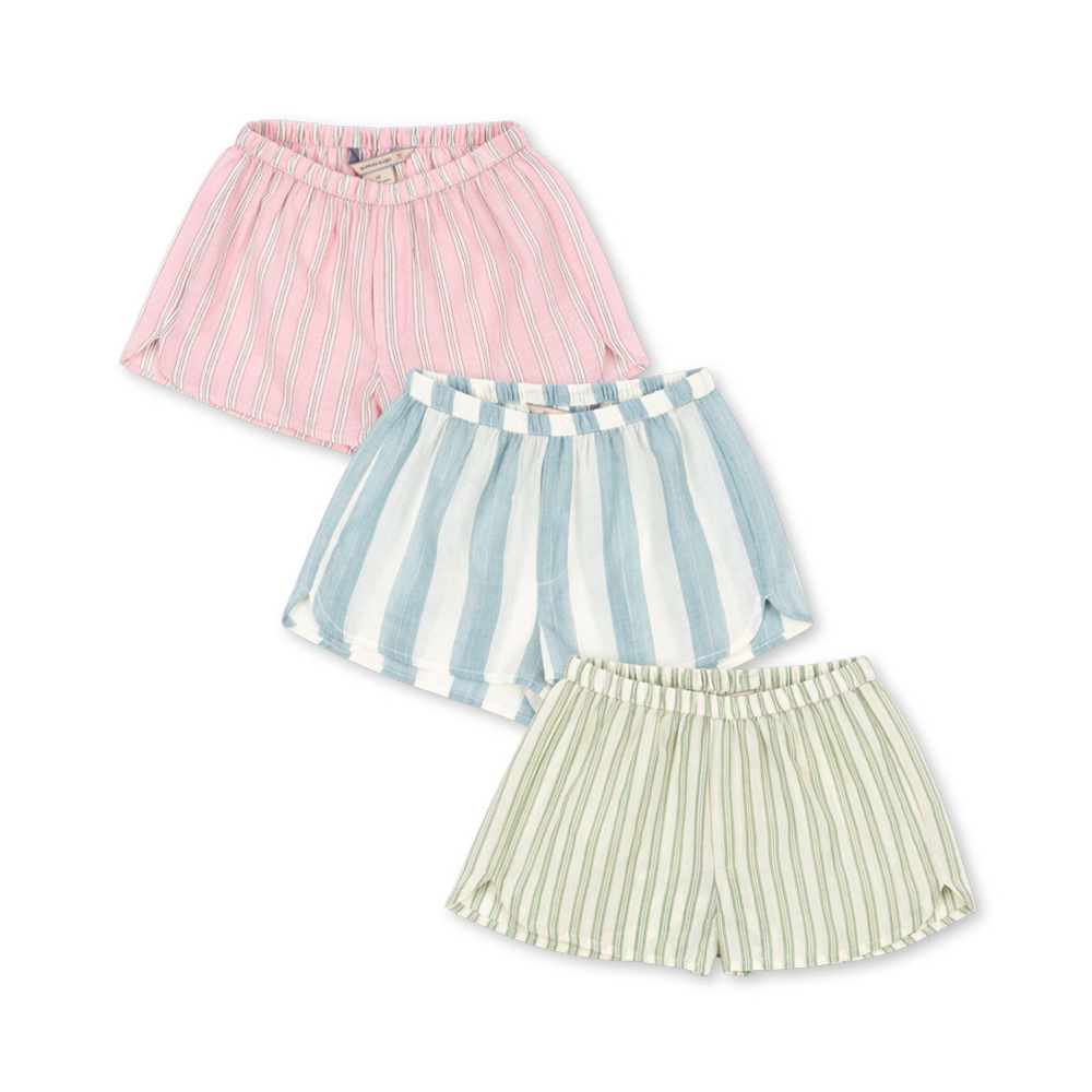 Konges Sløjd Cotton Shorts 3-Pack 'Asli' Basil/Orchid/Bleu Stripe