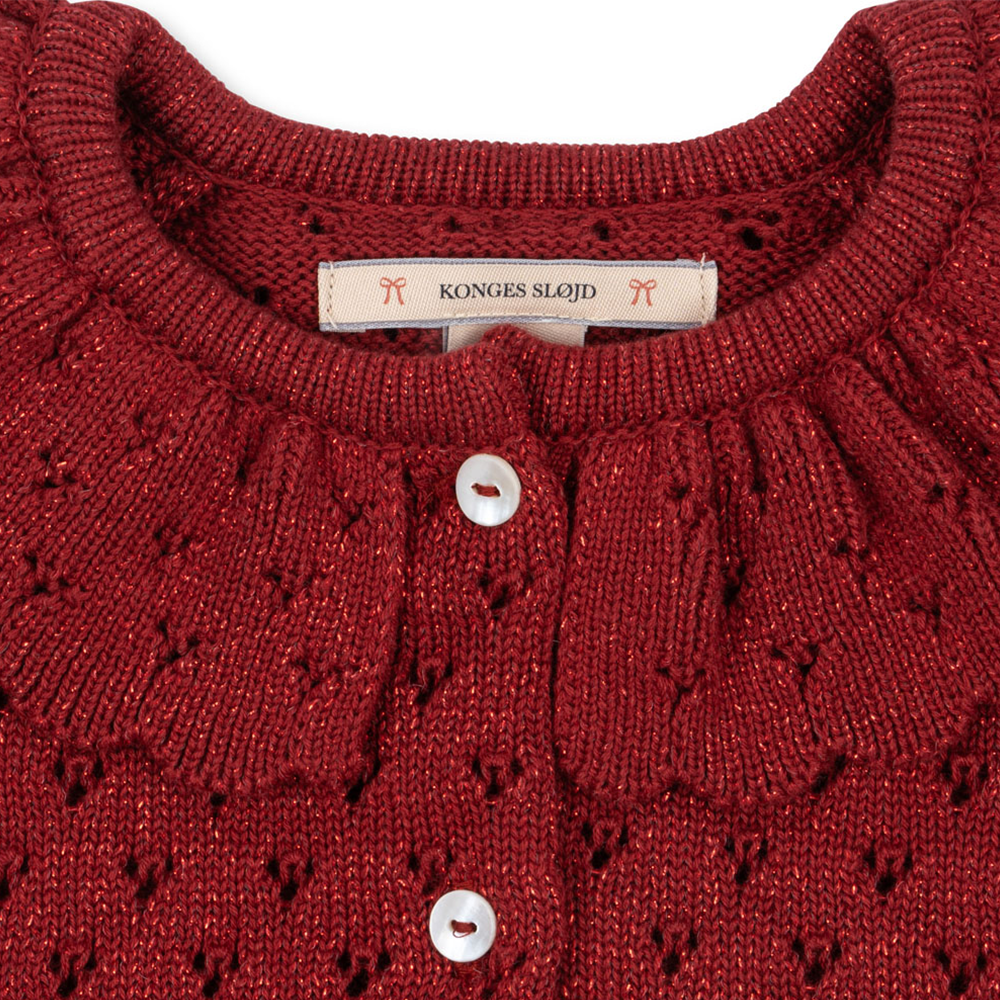 Konges Sløjd Strickcardigan mit Kragen 'Holiday' Red Dahlia