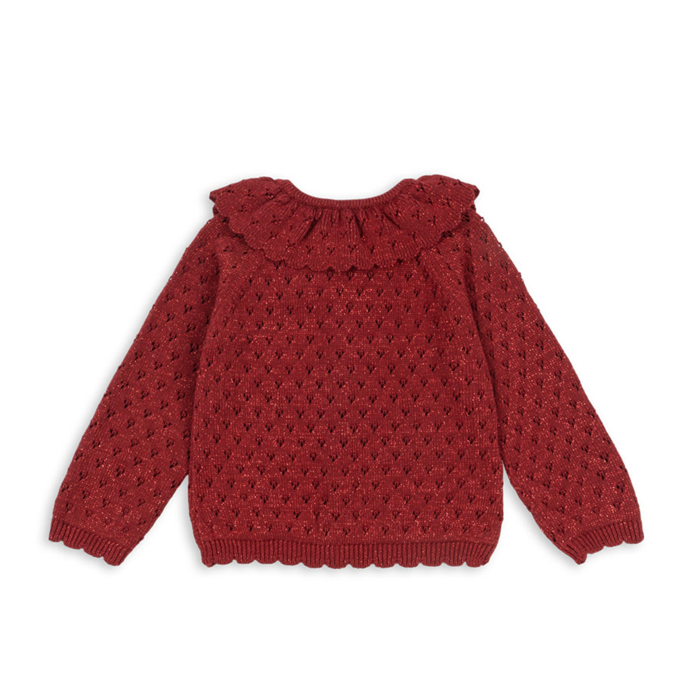 Konges Sløjd Strickcardigan mit Kragen 'Holiday' Red Dahlia