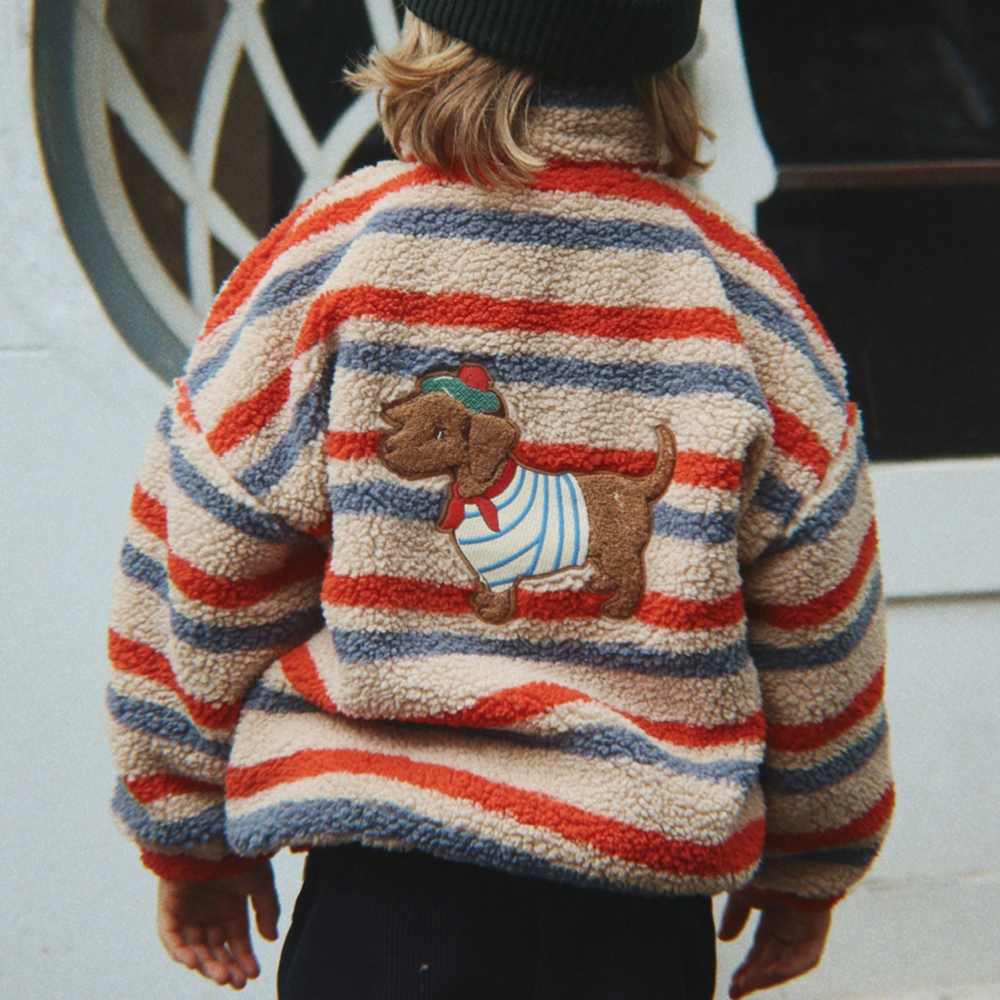 Konges Sløjd Teddy Jacket 'Jody Embroidery' Tangerine Stripe