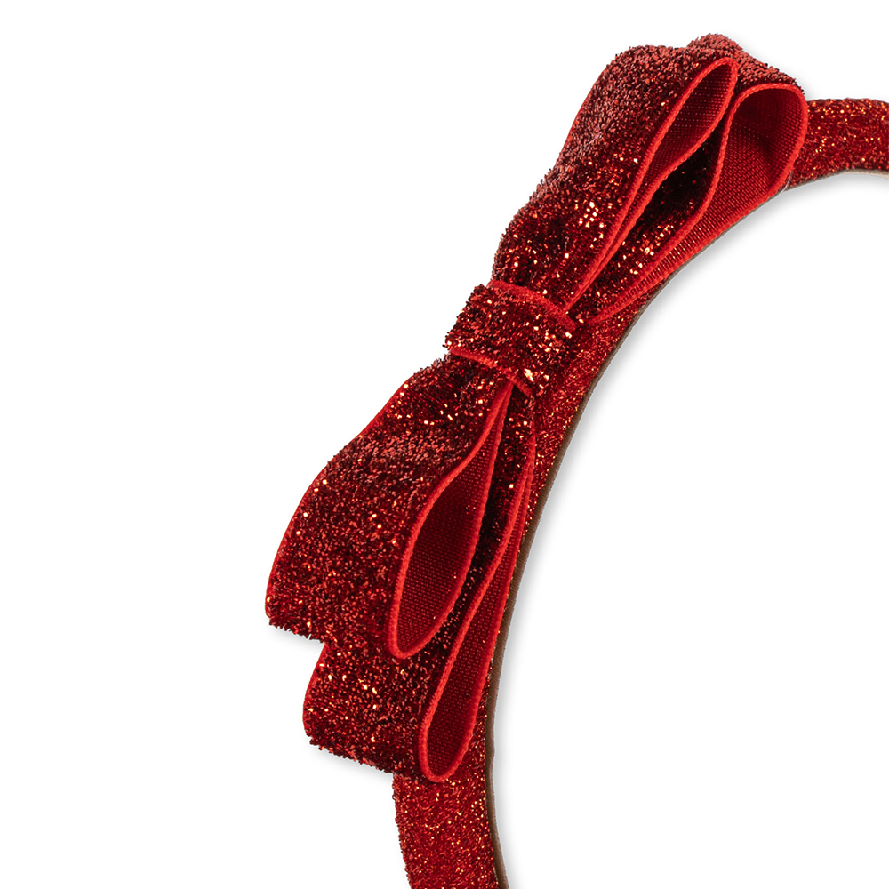 Konges Sløjd Serre-tête « Velvet Bow » Rouge/Paillettes