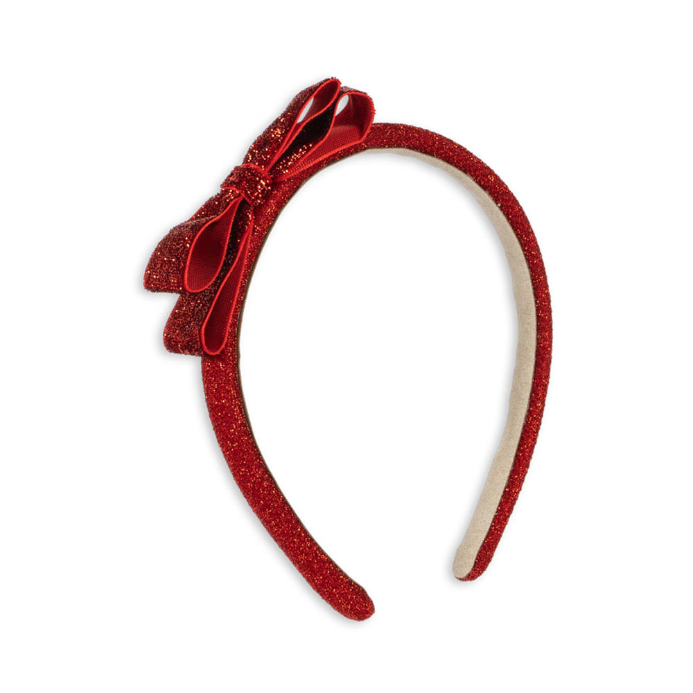 Konges Sløjd Serre-tête « Velvet Bow » Rouge/Paillettes