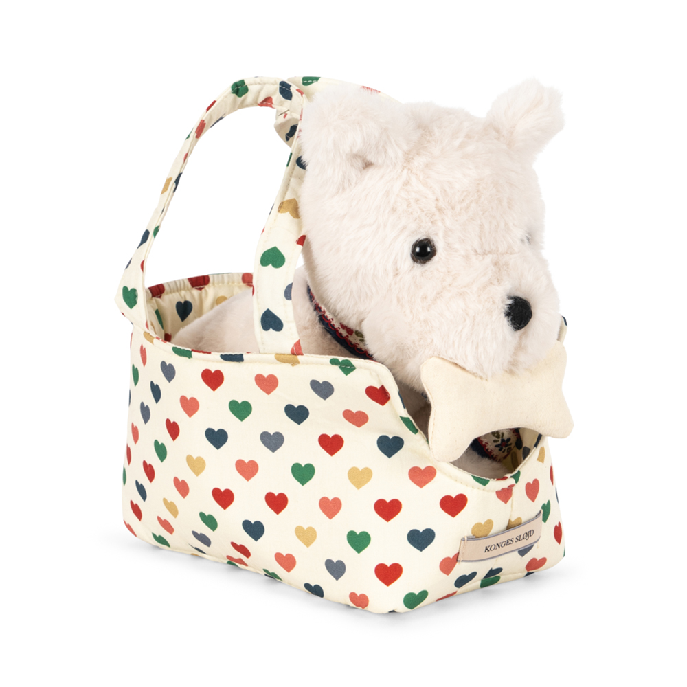 Konges Sløjd Plush Toy Puppy with Bag 'Terry Puppy' Coeur Coloré