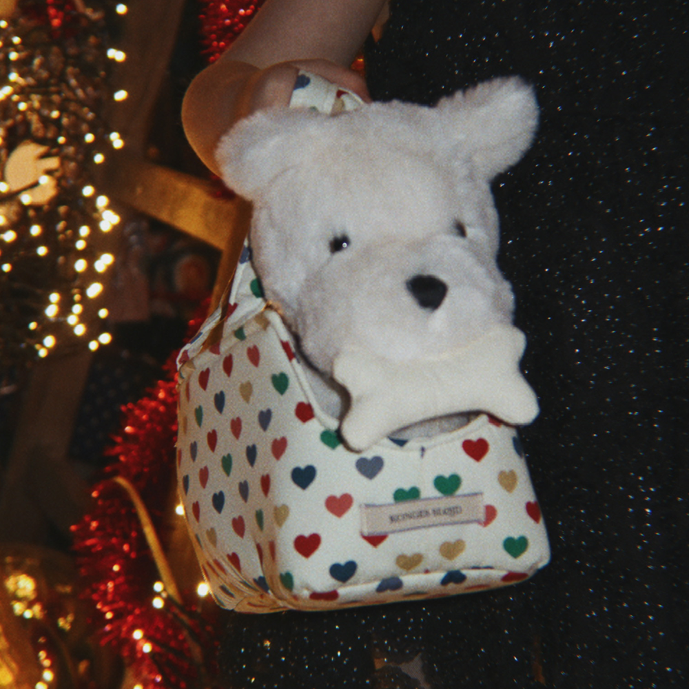 Konges Sløjd Plush Toy Puppy with Bag 'Terry Puppy' Coeur Coloré