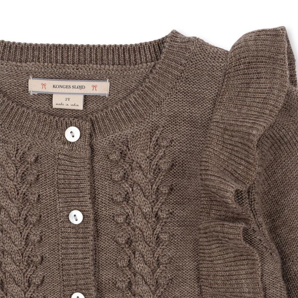 Konges Sløjd Woll-Cardigan mit Rüschen 'Fiol' Bunny Brown Melange - Online MY SNOWFLAKE