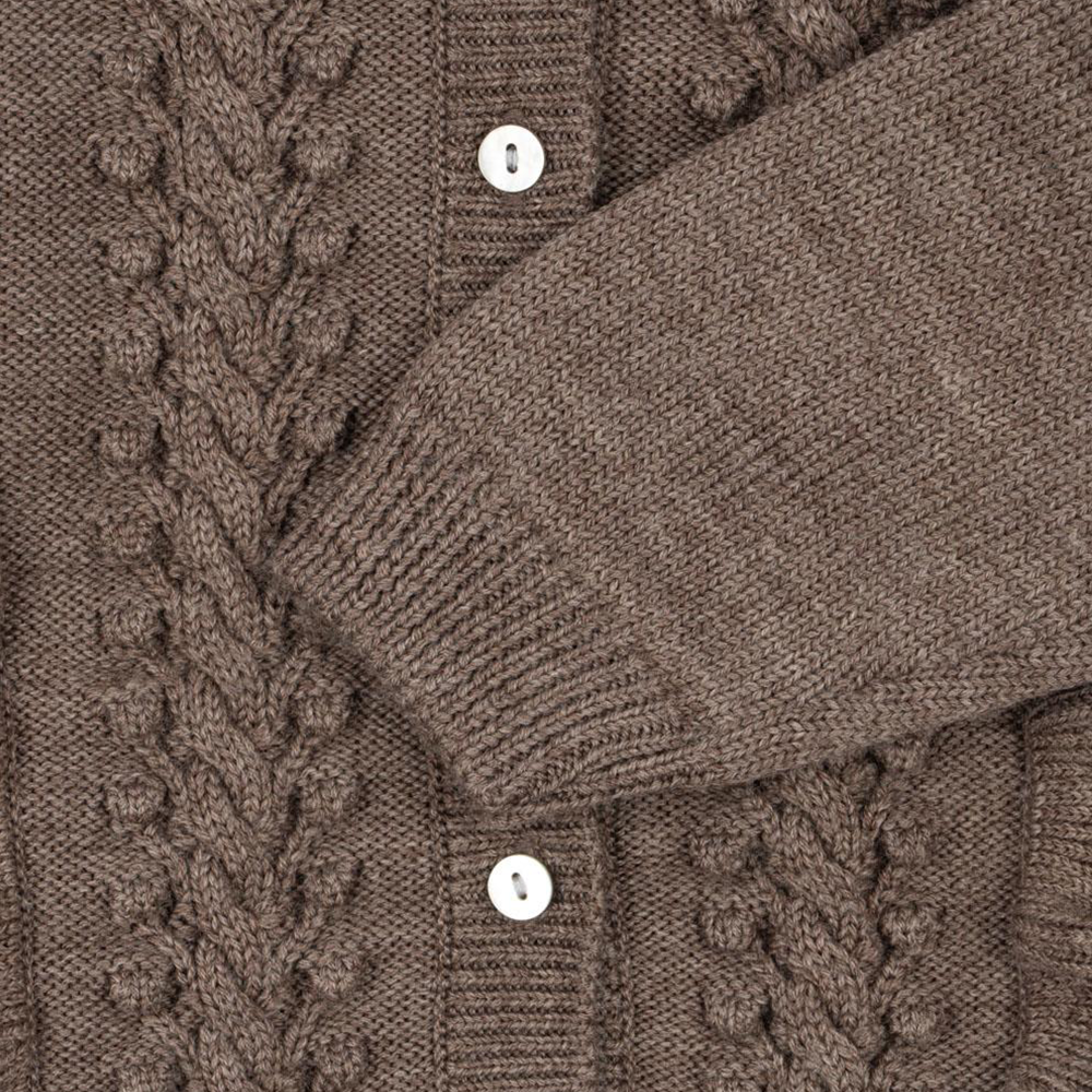 Konges Sløjd Woll-Cardigan mit Rüschen 'Fiol' Bunny Brown Melange - Online MY SNOWFLAKE