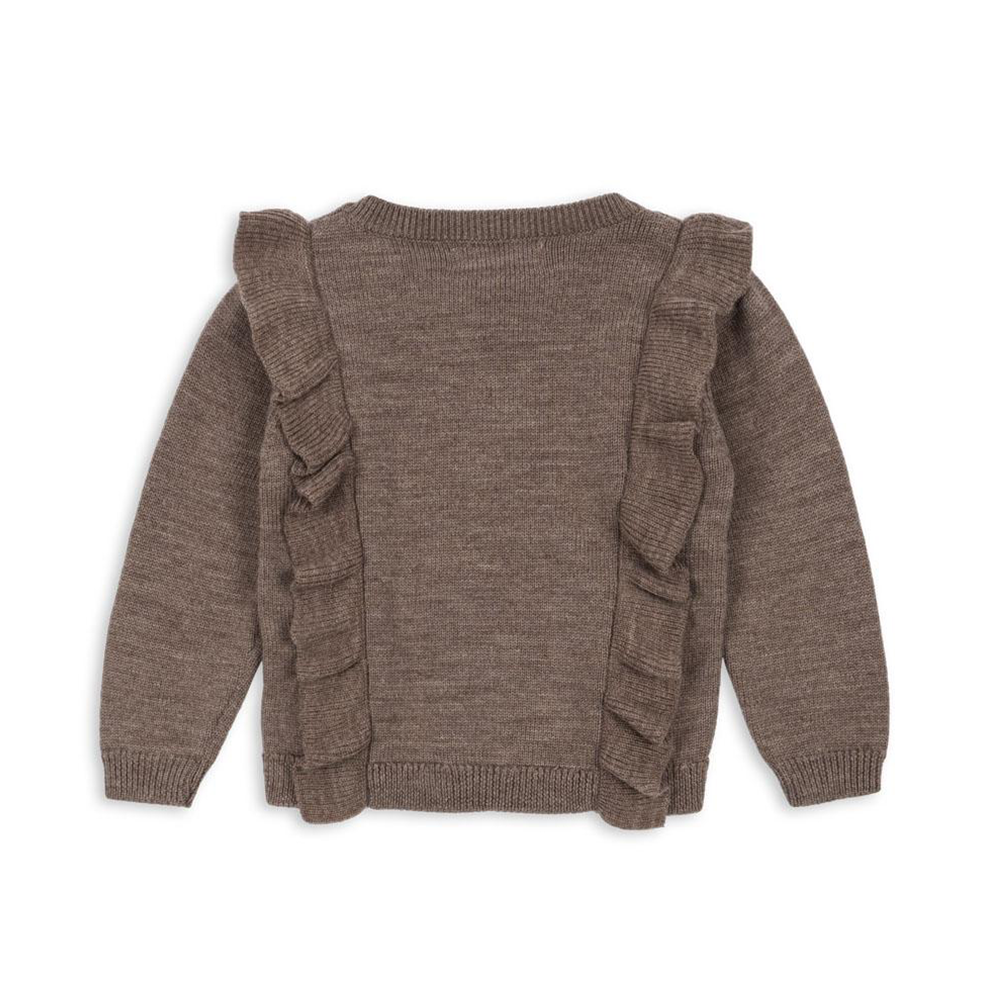 Konges Sløjd Woll-Cardigan mit Rüschen 'Fiol' Bunny Brown Melange - Online MY SNOWFLAKE