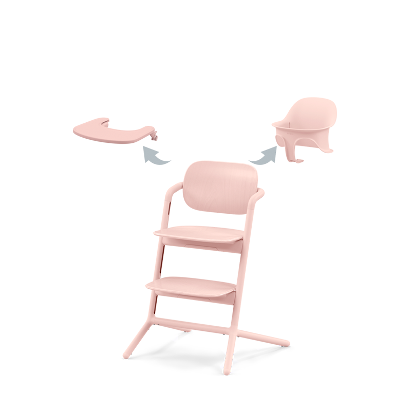Lemo 3-in-1-Hochstuhl in der Farbe Pearl Pink.