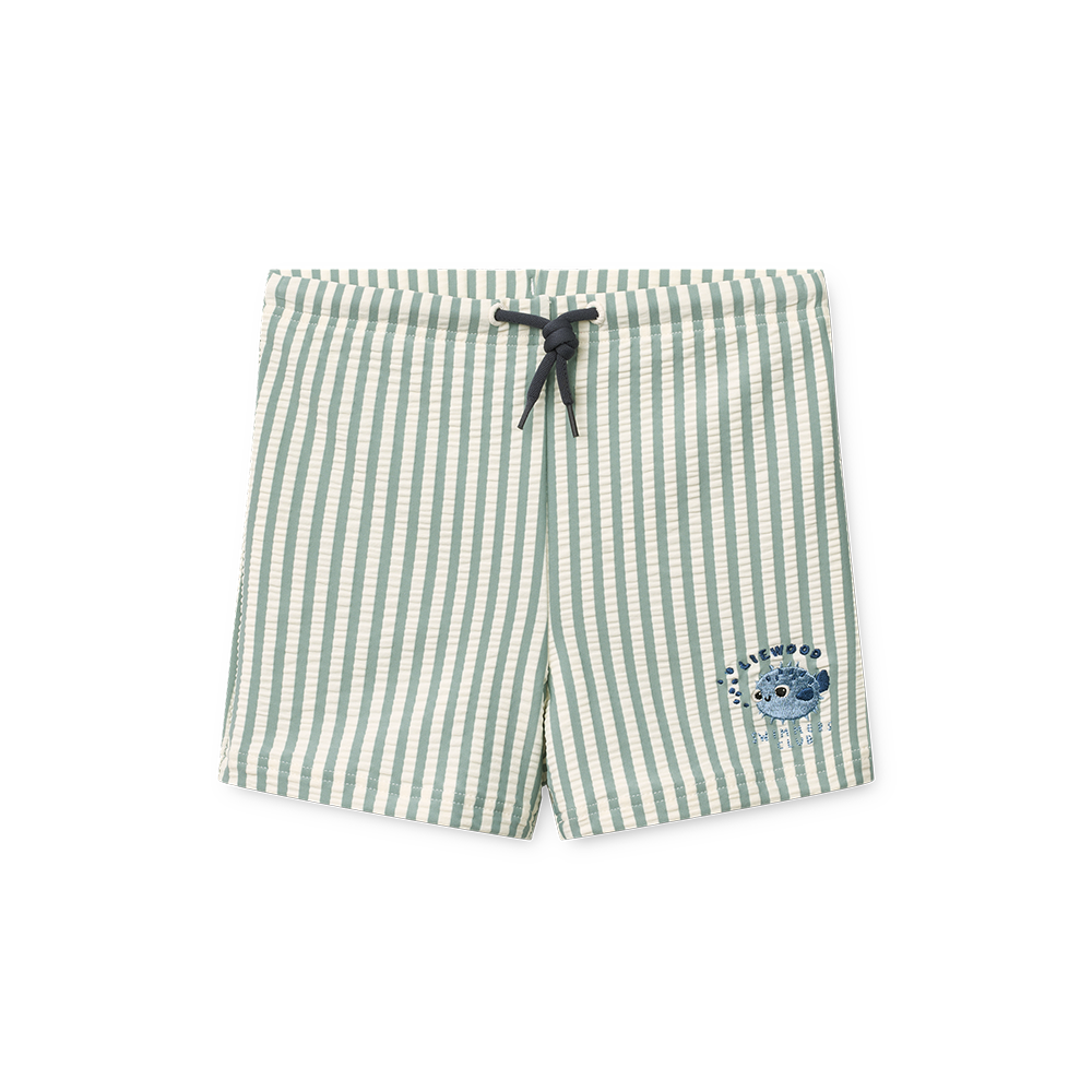 Liewood Seersucker Swim Shorts 'Otto' Peppermint/Creme de la Creme