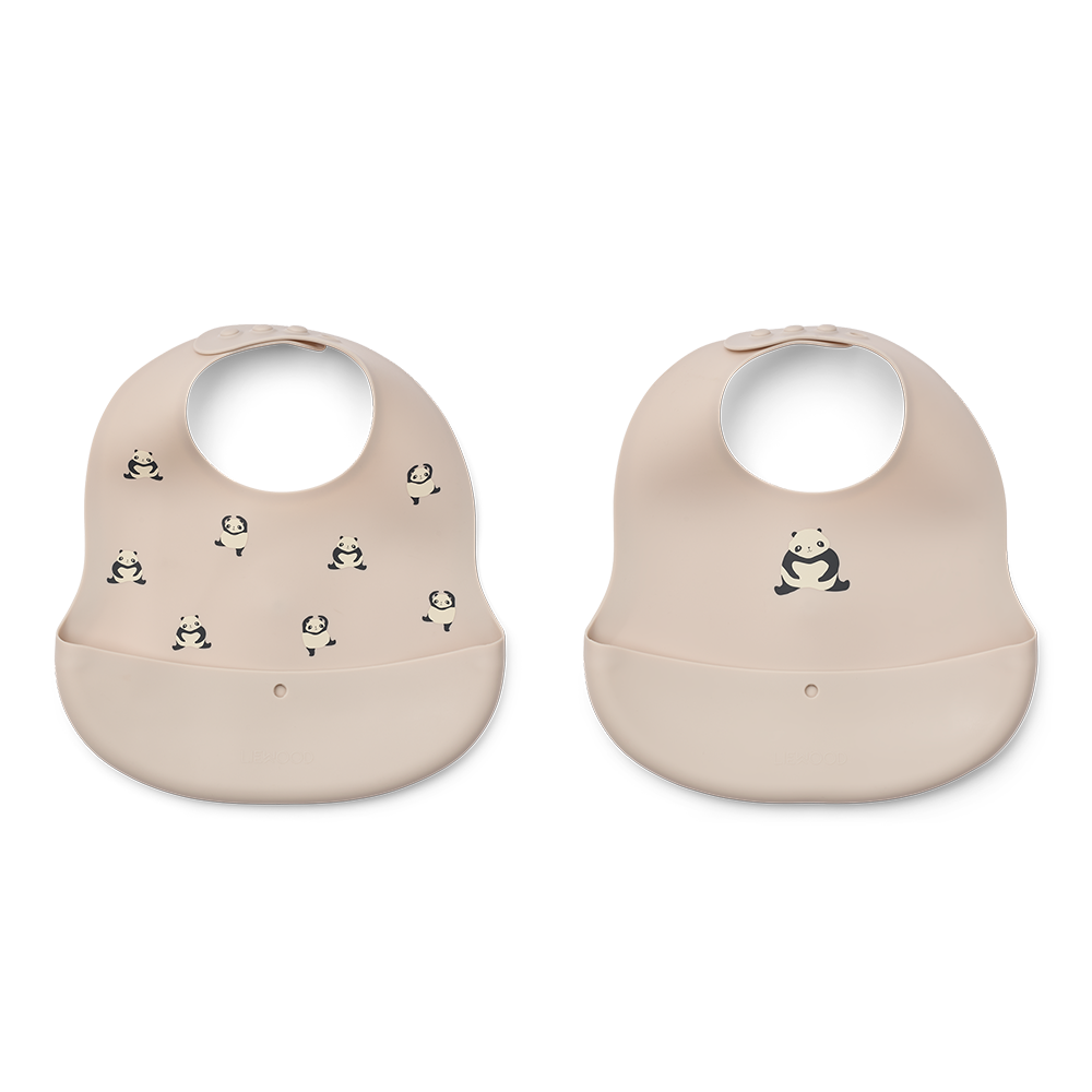 Liewood Silicone Bib Set of 2 'Ember' Panda/Sandy