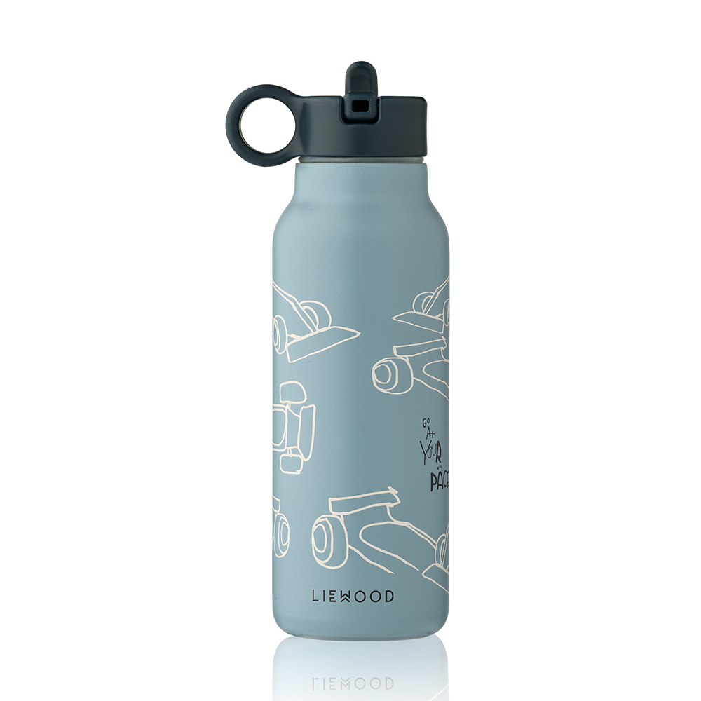 Liewood Drinking Bottle 'Falk' 350 ml Race Cars/Beach Blue
