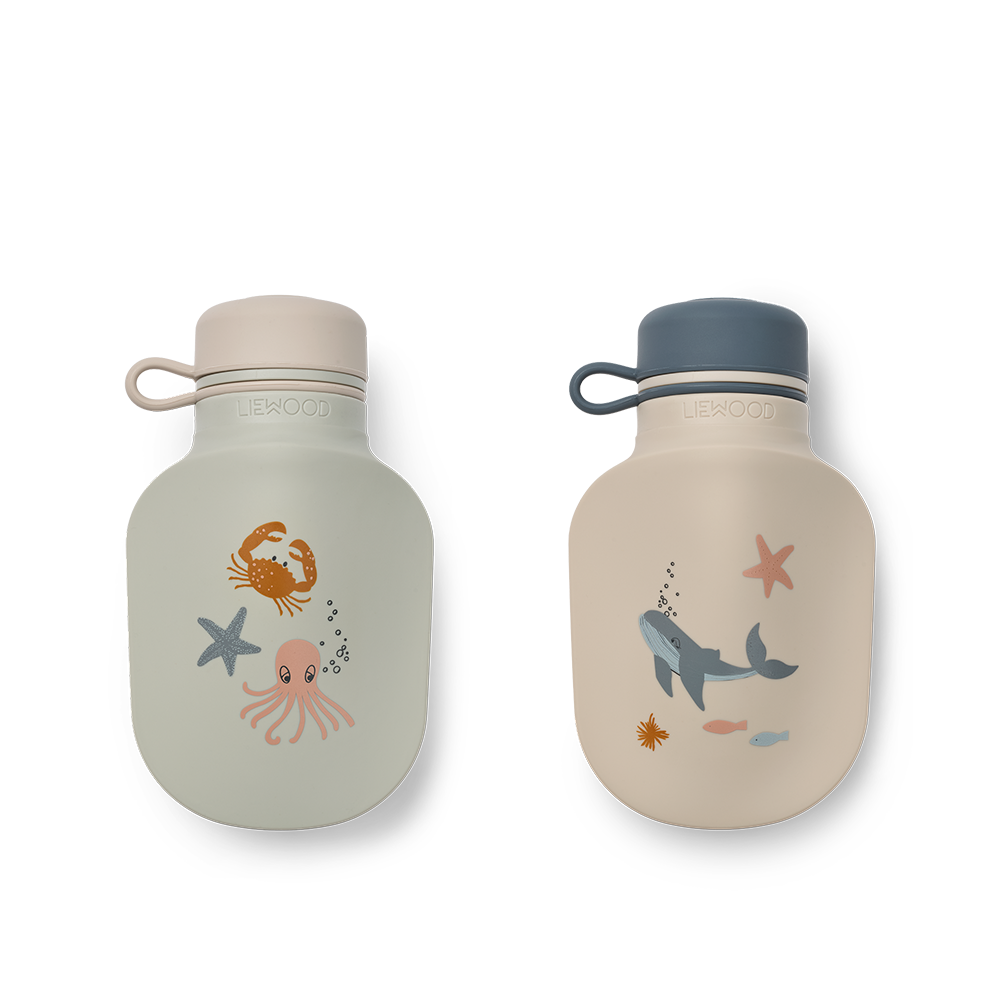 Liewood  Gourde réutilisable  « Lizzie » lot de 2 Sea Creature/Sandy