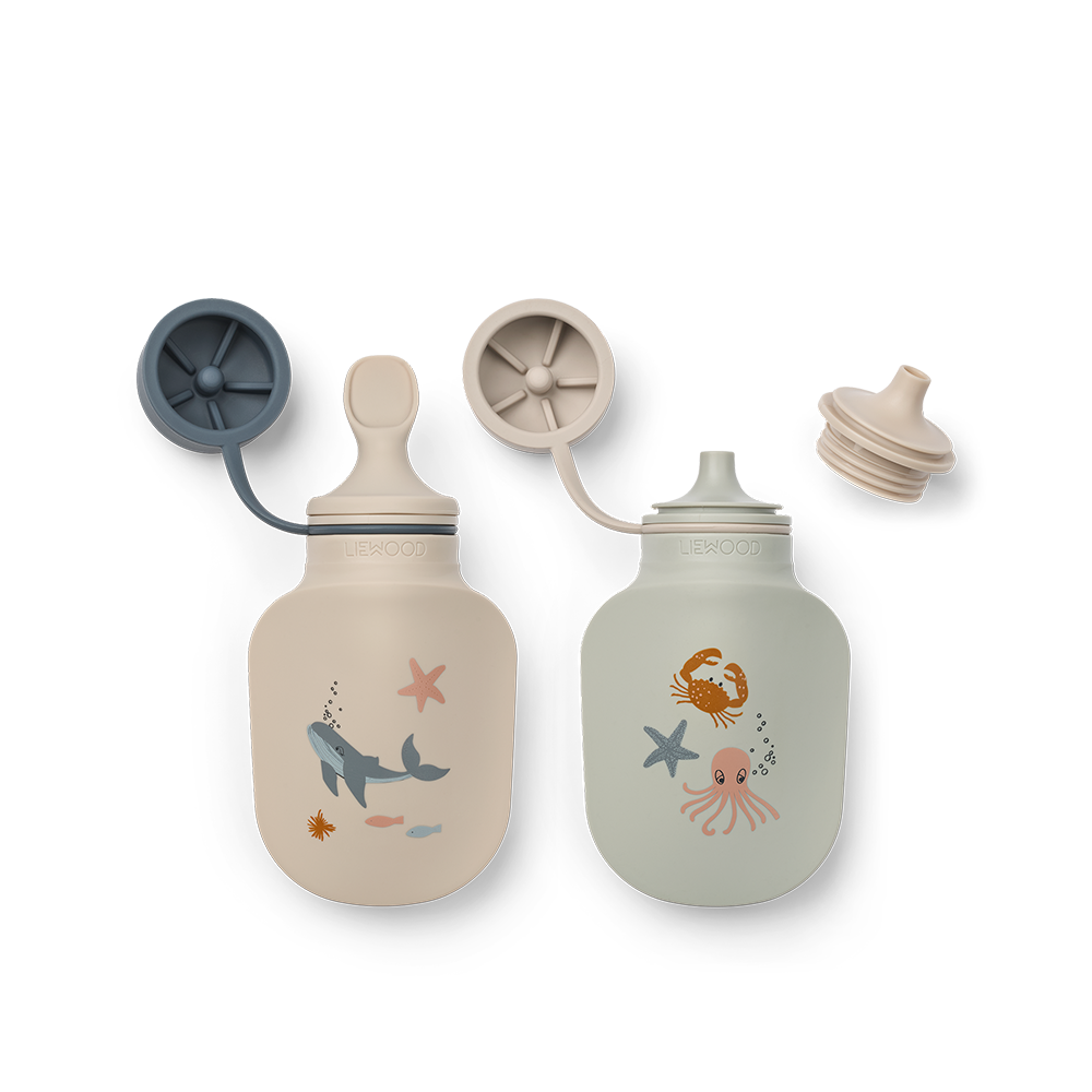 Liewood  Gourde réutilisable  « Lizzie » lot de 2 Sea Creature/Sandy