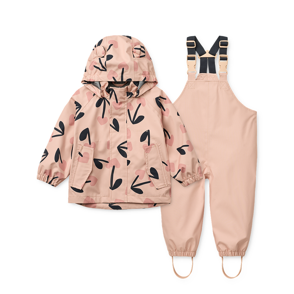 Liewood Rain Jacket/Pants Set 'Manu' Mega Cherry Heart/Rosey Mix