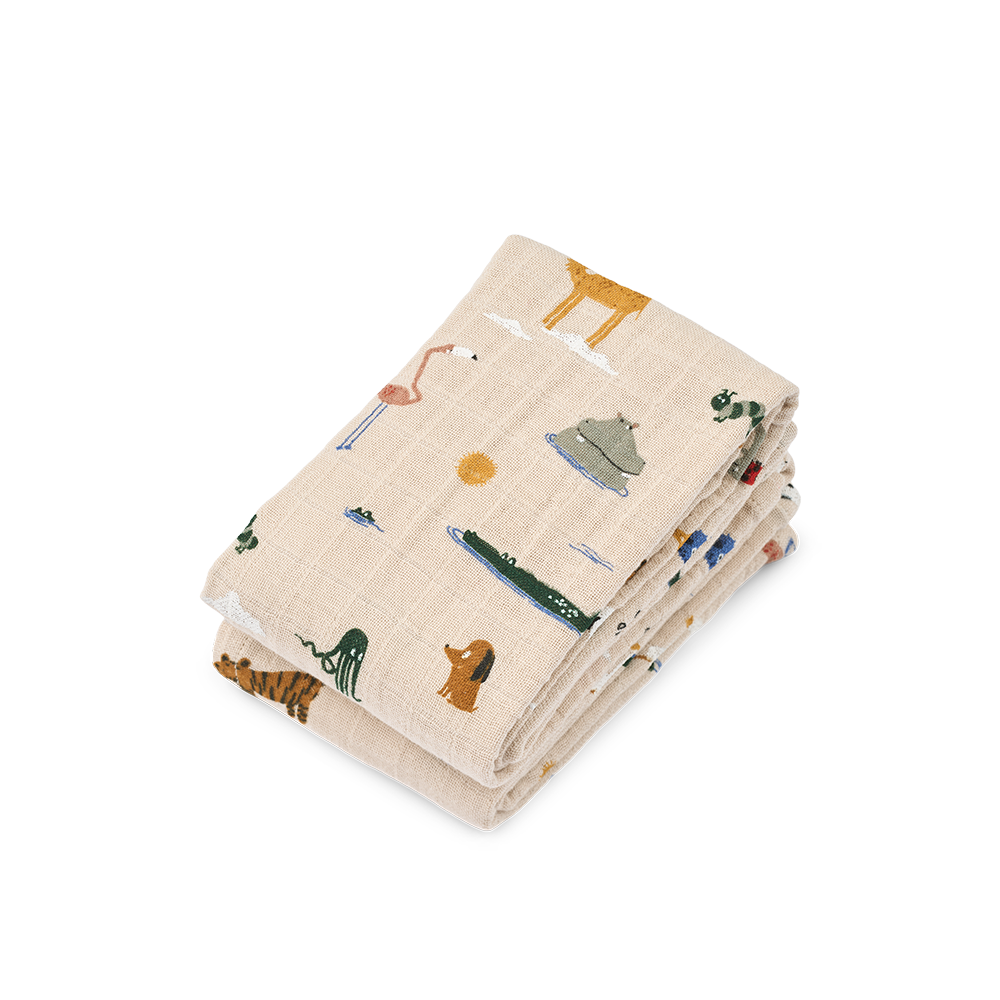 Liewood Muslin Cloth 2-Pack 'Lewis' Around the World/Sandy