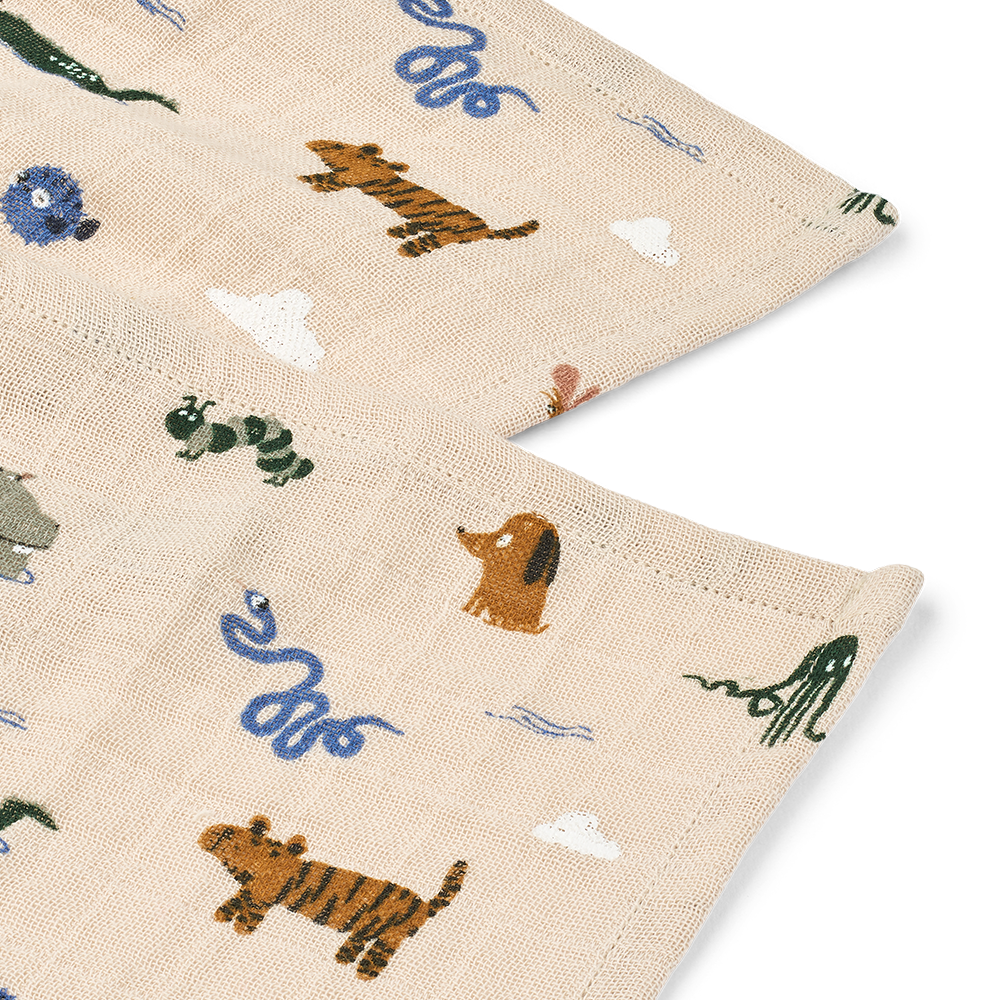 Liewood Muslin Cloth 2-Pack 'Lewis' Around the World/Sandy