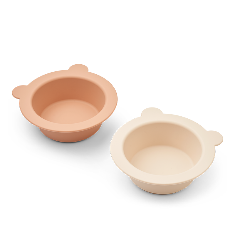 Kinderteller mit Saugnapf in Beige und Rosa von Liewood. 