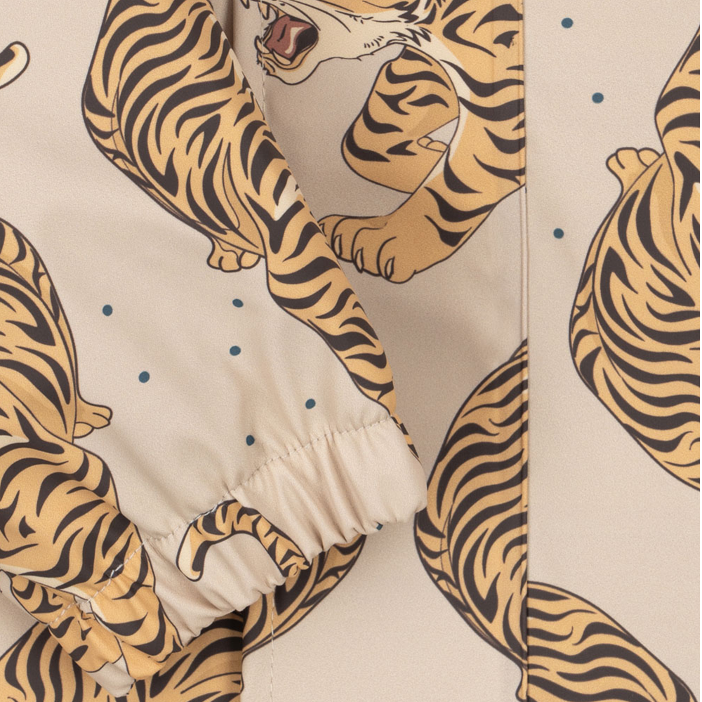 Konges Sløjd  Gefüttertes Regenjacke/-hose Set 'Rainy Palme' Panthera Beige