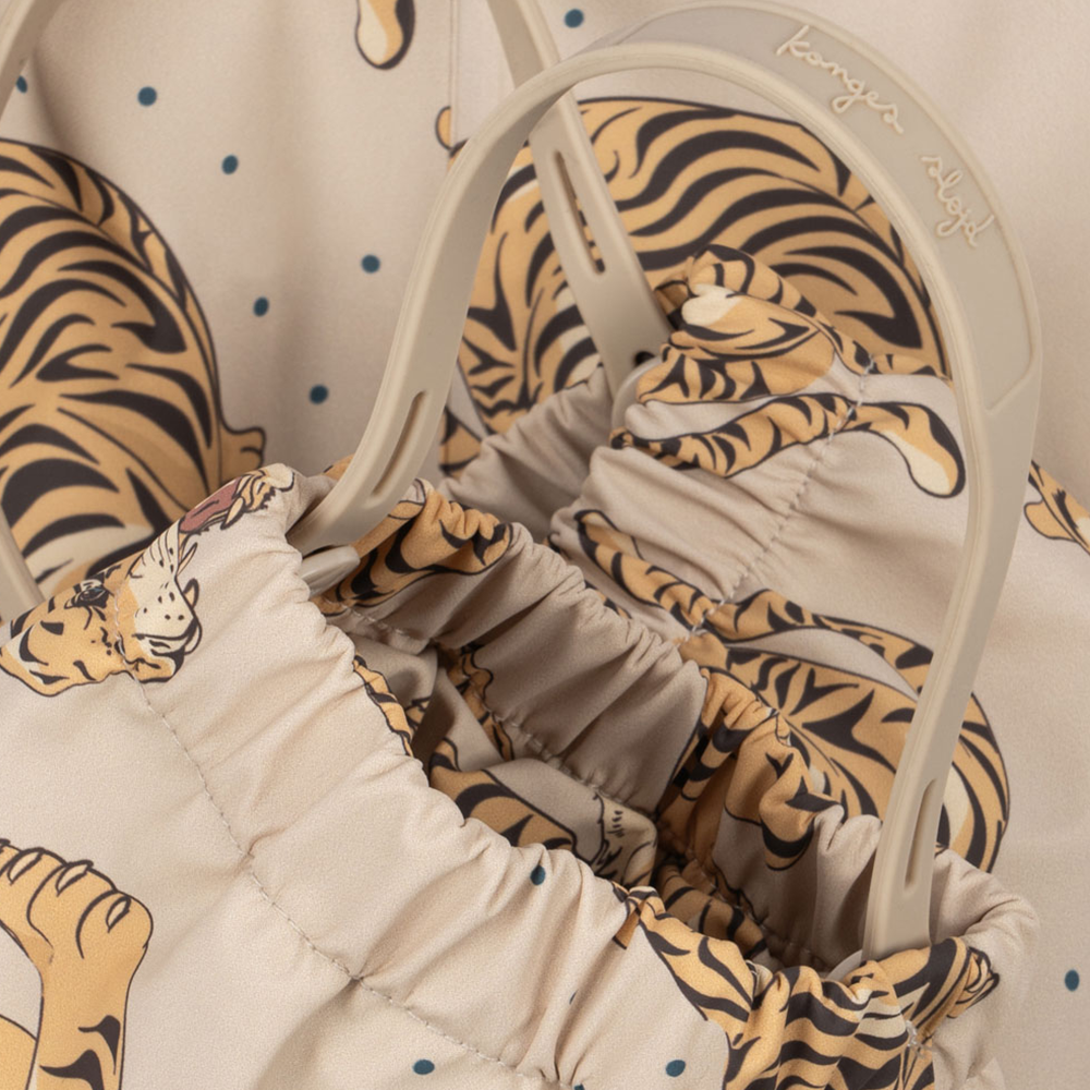 Konges Sløjd  Gefüttertes Regenjacke/-hose Set 'Rainy Palme' Panthera Beige