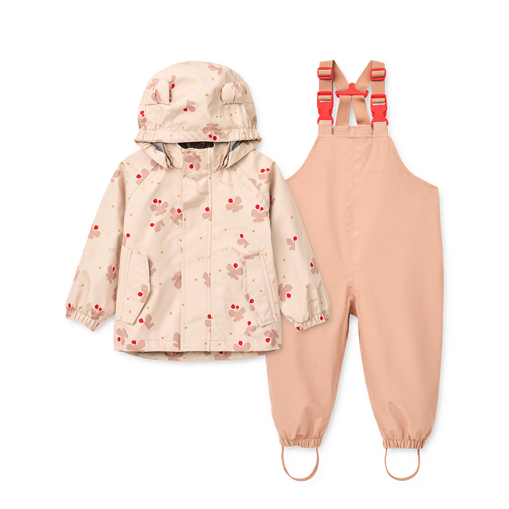 Liewood Rain Jacket/Pants Set 'Manu' Butterfly/Apple Blossom