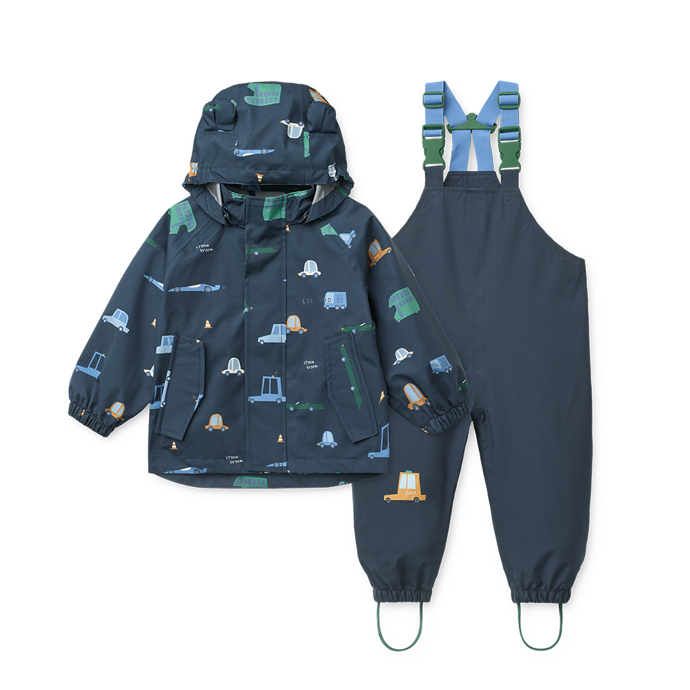 Liewood  Regenjacke/-hose Set 'Manu' Cars/Classic Navy