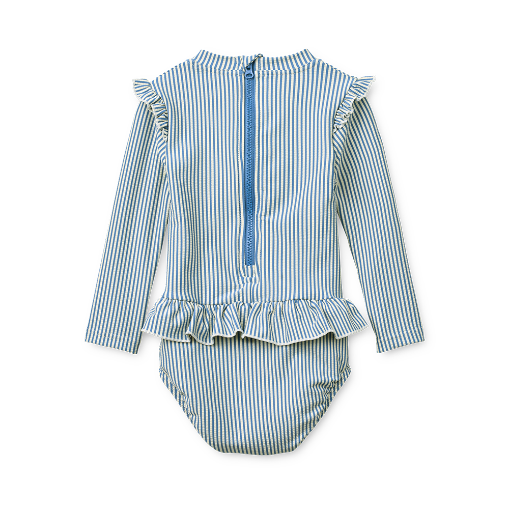 Liewood Baby Seersucker UV Swimsuit 'Sille' Riverside/Creme de la Creme