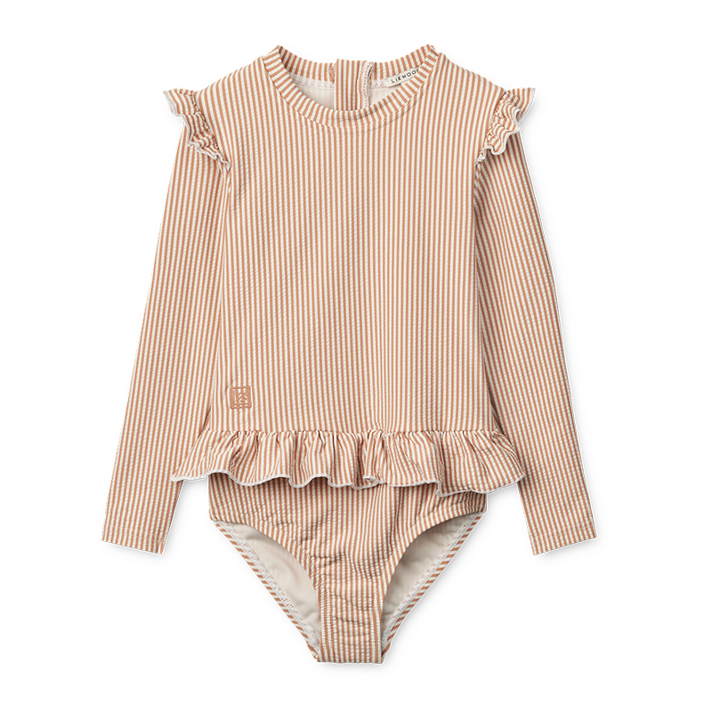 Liewood  Seersucker UV-Badeanzug 'Sille' Stripe Pale Tuscany/Creme de la Creme