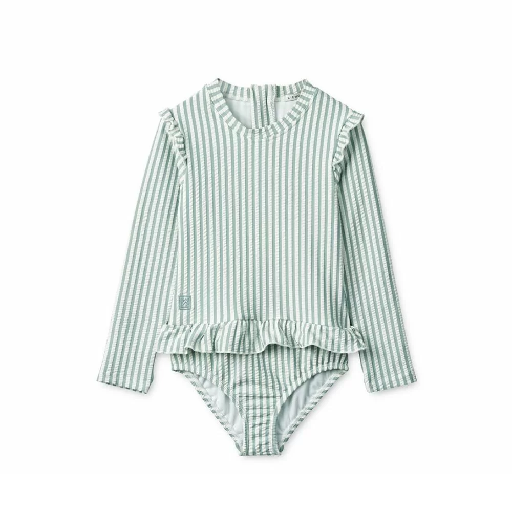Liewood  Baby Seersucker Badeanzug 'Sille' Sea Blue/White