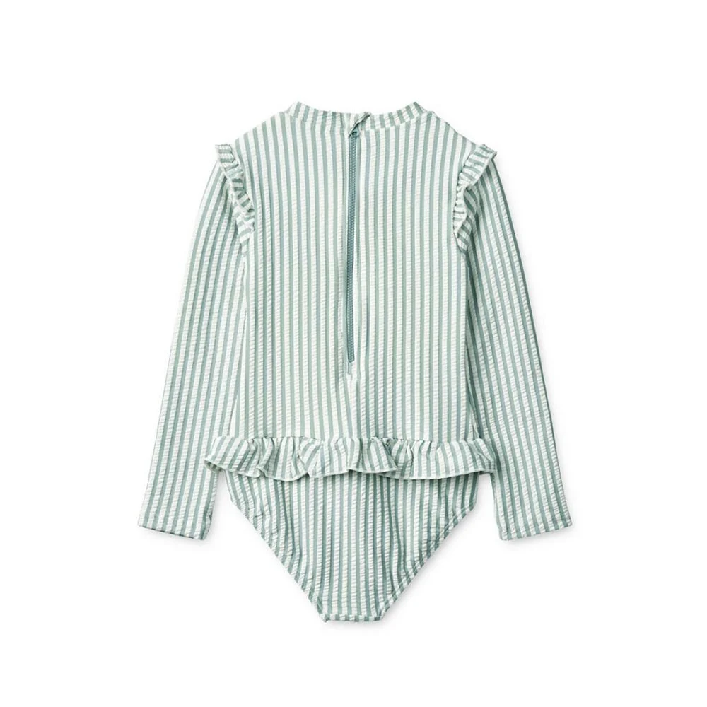 Liewood  Baby Seersucker Badeanzug 'Sille' Sea Blue/White