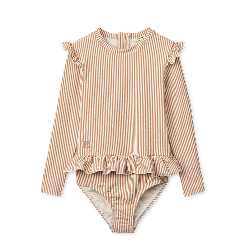Liewood  Baby Seersucker UV-Badeanzug 'Sille' Stripe Pale Tuscany/Creme de la Creme