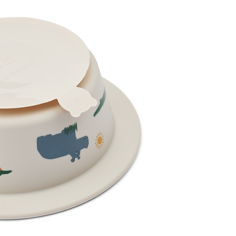 Assiettes en silicone Liewood avec ventouse, lot de 2, « Peony » Safari Sandy Mix