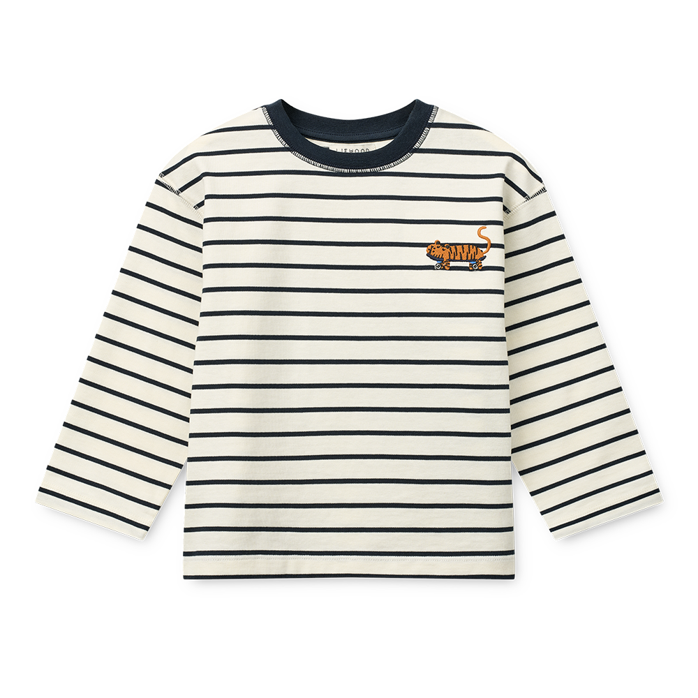 Liewood T-shirt à manches longues en coton « Tyler » rayé bleu marine classique/crème de la crème